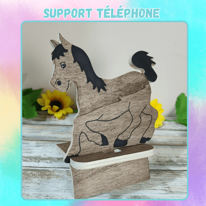 Support téléphone en bois (modèle bai/gris)