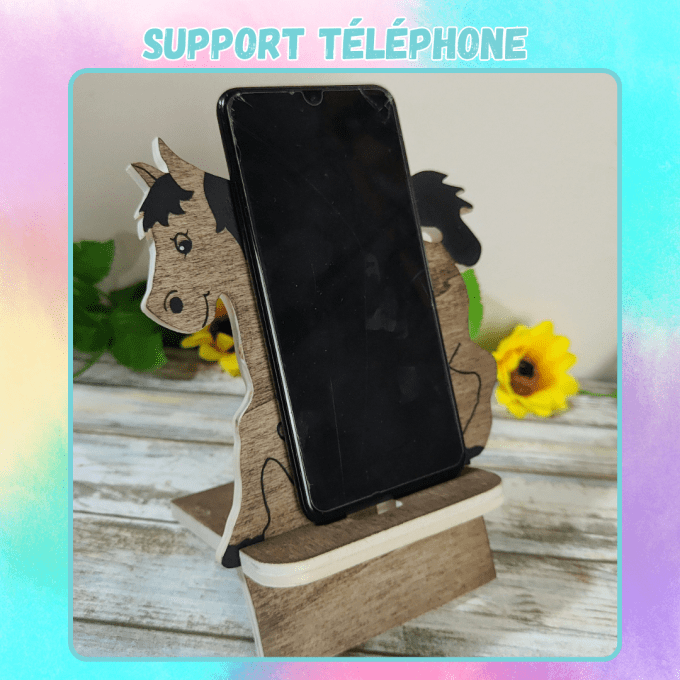 Support téléphone en bois (modèle bai/gris)